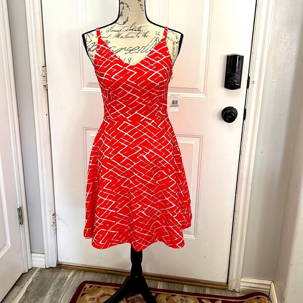 Cece Womens Jacquard Fit & flare dress